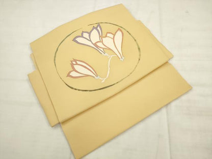 平和屋着物●塩瀬　つけ帯　駒刺繍　花丸文　金彩　正絹　逸品　AABK6784pf