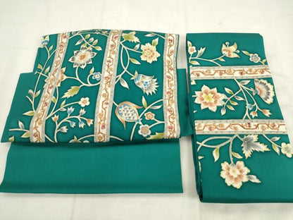 平和屋着物●塩瀬　つけ帯　更紗花間道　金彩　正絹　逸品　AABK6785pf