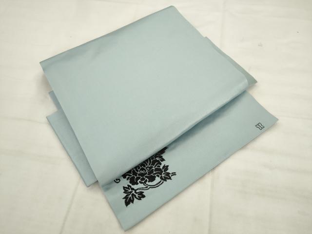 平和屋着物●西陣　川島織物　つけ帯　更紗花文　ワンポイント　湊鼠色　正絹　逸品　AABK6786pf