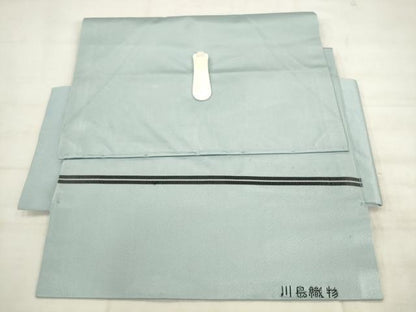 平和屋着物●西陣　川島織物　つけ帯　更紗花文　ワンポイント　湊鼠色　正絹　逸品　AABK6786pf