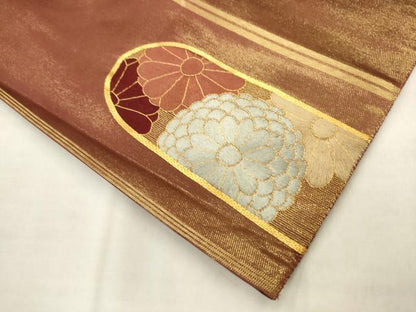 平和屋着物●西陣　川島織物　太鼓柄袋帯　駒刺繍　エ霞花文　金糸　正絹　逸品　AABK6788pf