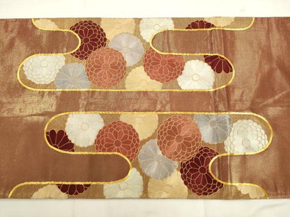 平和屋着物●西陣　川島織物　太鼓柄袋帯　駒刺繍　エ霞花文　金糸　正絹　逸品　AABK6788pf
