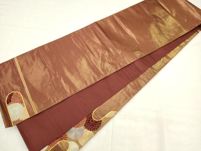 平和屋着物●西陣　川島織物　太鼓柄袋帯　駒刺繍　エ霞花文　金糸　正絹　逸品　AABK6788pf