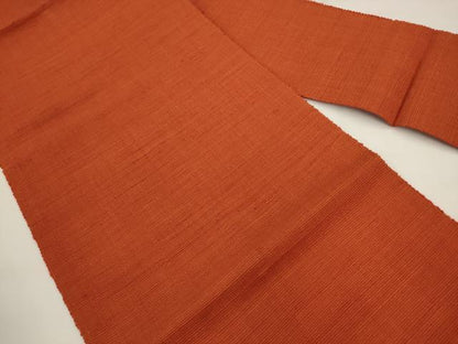 平和屋着物●八寸名古屋帯　紬地　色無地　柿渋色　逸品　AABK6791pf