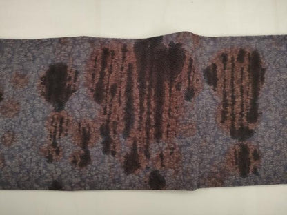 平和屋着物●九寸名古屋帯　作家物　抽象文様　鬼しぼ縮緬　正絹　逸品　AABK6793pf