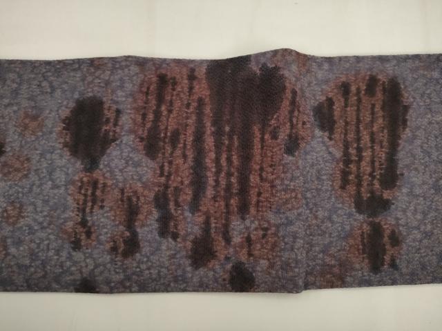 平和屋着物●九寸名古屋帯　作家物　抽象文様　鬼しぼ縮緬　正絹　逸品　AABK6793pf