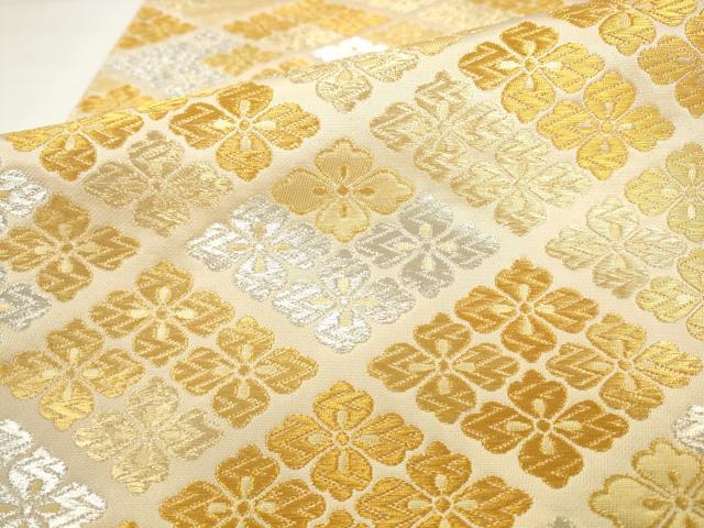 平和屋着物●六通柄袋帯 瑞祥 花菱文 金銀糸 正絹 逸品 AABK6798pf