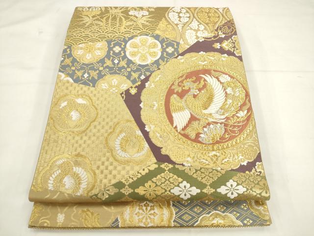 平和屋着物●六通柄袋帯　唐織　鳳凰花文　金銀糸　正絹　逸品　AABK6802pf