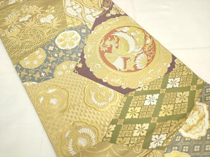 平和屋着物●六通柄袋帯　唐織　鳳凰花文　金銀糸　正絹　逸品　AABK6802pf