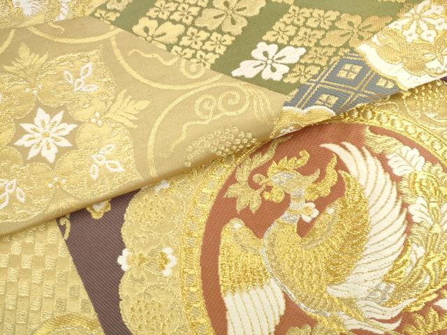 平和屋着物●六通柄袋帯　唐織　鳳凰花文　金銀糸　正絹　逸品　AABK6802pf