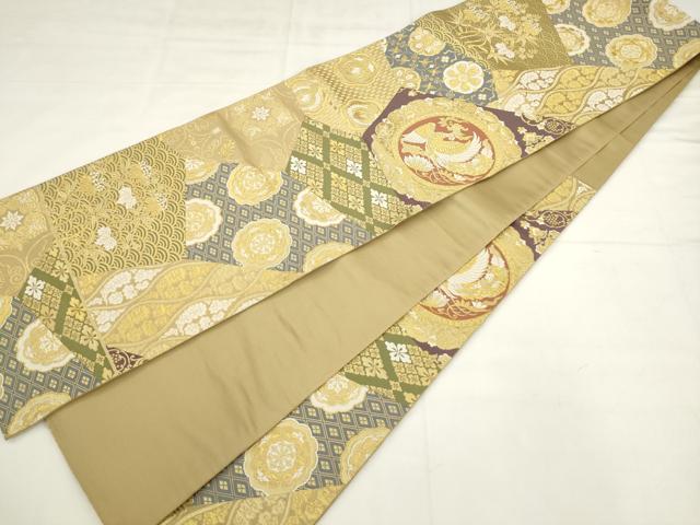 平和屋着物●六通柄袋帯　唐織　鳳凰花文　金銀糸　正絹　逸品　AABK6802pf