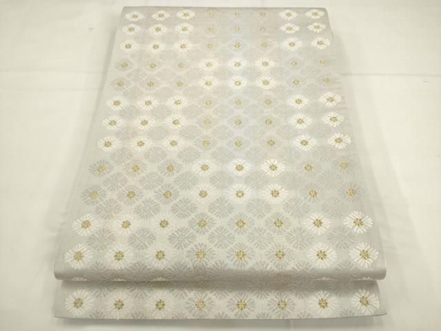 平和屋着物●六通柄袋帯　唐織　花尽くし　金糸　正絹　逸品　AABK6803pf