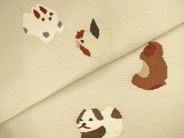 平和屋着物●綴れ　八寸名古屋帯　十二支　正絹　逸品　AABK6805pf