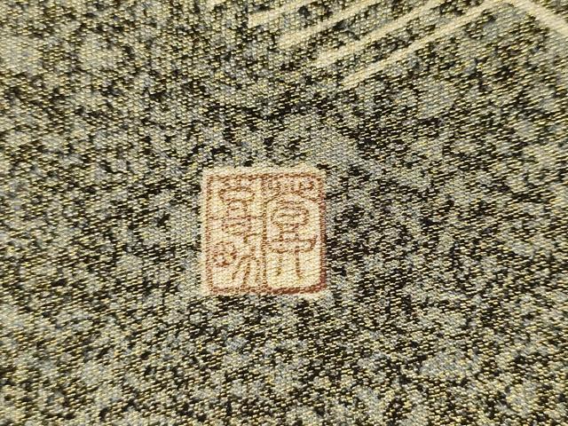 平和屋着物●人間国宝・羽田登喜男 綴れ 太鼓柄袋帯 鴛鴦花文 金銀糸 正絹 逸品 AABK6806pf