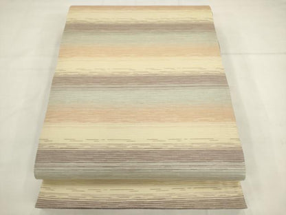 平和屋着物●両面全通柄袋帯　霞文　金糸　正絹　逸品　AABK6808pf