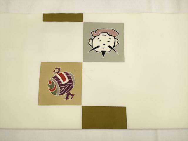 平和屋着物●塩瀬　九寸名古屋帯　宝尽くし　金彩　五泉　正絹　逸品　AABK6813pf
