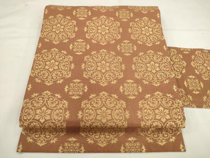 平和屋着物●全通柄九寸名古屋帯　天平丸文　金糸　正絹　逸品　AABK6817pf