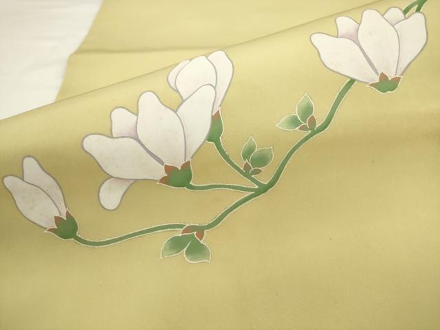 平和屋着物●塩瀬　九寸名古屋帯　枝花文　正絹　逸品　AABK6824pf