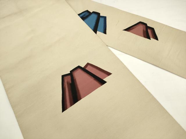 平和屋着物●西陣　川島織物　綴れ　八寸名古屋帯　遠山文　金糸　正絹　逸品　AABK6830pf