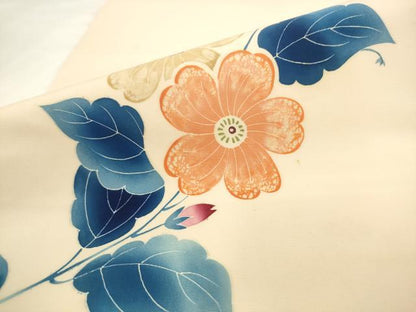 平和屋着物●東京友禅　熊谷好博子　塩瀬　九寸名古屋帯　草花文　正絹　逸品　AABK6831pf