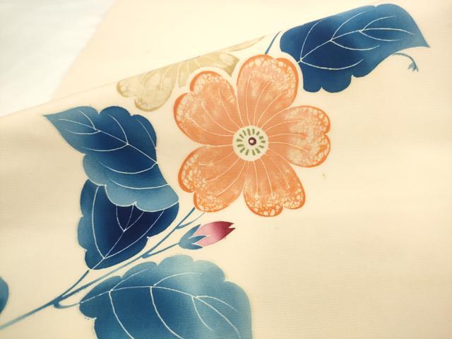 平和屋着物●東京友禅　熊谷好博子　塩瀬　九寸名古屋帯　草花文　正絹　逸品　AABK6831pf