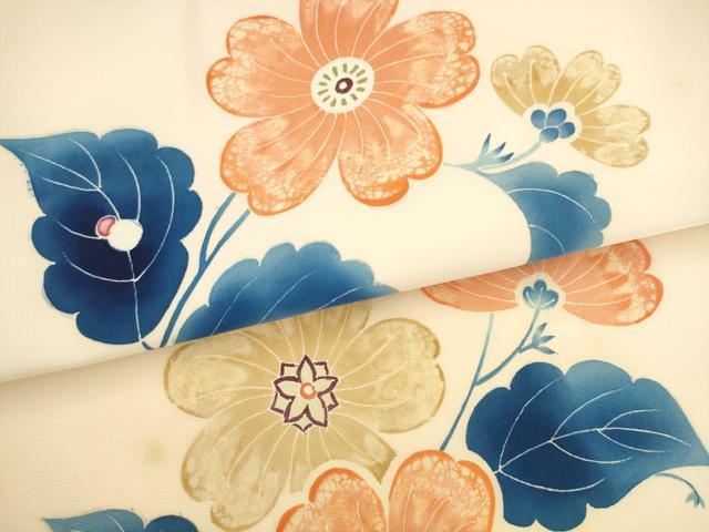 平和屋着物●東京友禅　熊谷好博子　塩瀬　九寸名古屋帯　草花文　正絹　逸品　AABK6831pf
