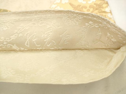 平和屋着物●六通柄袋帯　唐織　花丸文　金糸　正絹　逸品　AABK6833pf