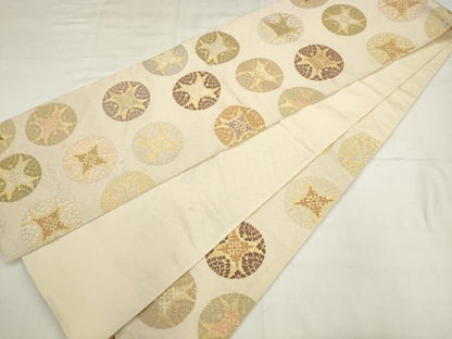 平和屋着物●六通柄袋帯　唐織　花丸文　金糸　正絹　逸品　AABK6833pf