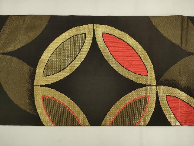 平和屋着物●西陣　川島織物　九寸名古屋帯　七宝花文　金糸　正絹　逸品　AABK6835pf