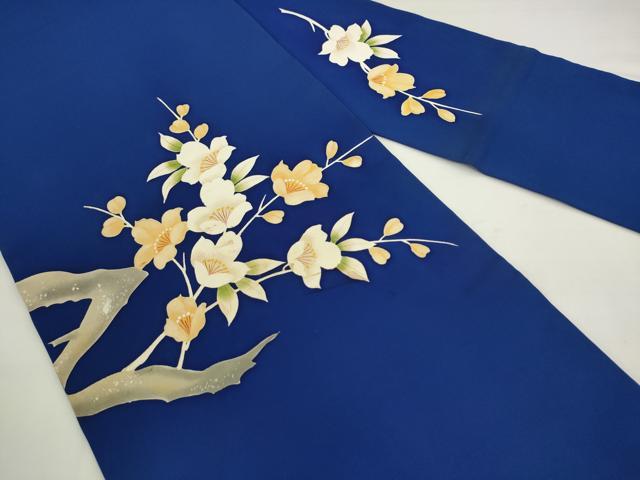 平和屋着物●塩瀬　九寸名古屋帯　枝花文　銀彩　正絹　逸品　AABK6842pf