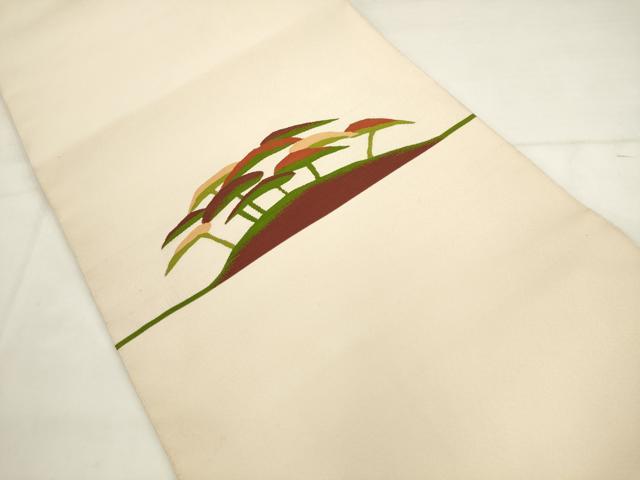 平和屋着物●爪搔き本綴れ　八寸名古屋帯　風景文　正絹　逸品　AABK6845pf