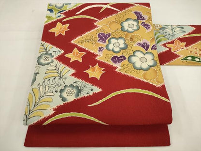 平和屋着物●九寸名古屋帯　辻が花　鬼しぼ縮緬　正絹　逸品　AABK6846pf