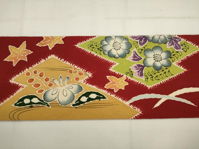 平和屋着物●九寸名古屋帯　辻が花　鬼しぼ縮緬　正絹　逸品　AABK6846pf