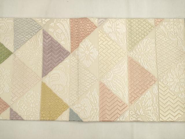 平和屋着物●九寸名古屋帯　唐織　鱗吉祥文　正絹　逸品　AABK6861pf