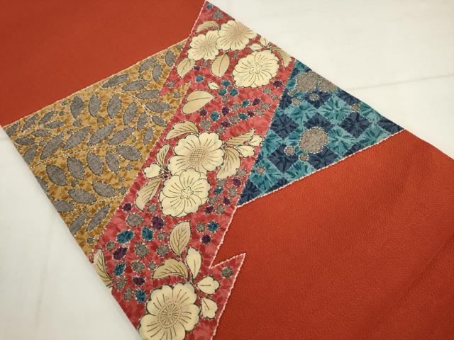 平和屋着物●九寸開き名古屋帯　辻が花　鬼しぼ縮緬　正絹　逸品　AABK6863pf