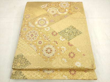 平和屋着物●六通柄袋帯　飾花文　金銀糸　正絹　逸品　AABK6867pf