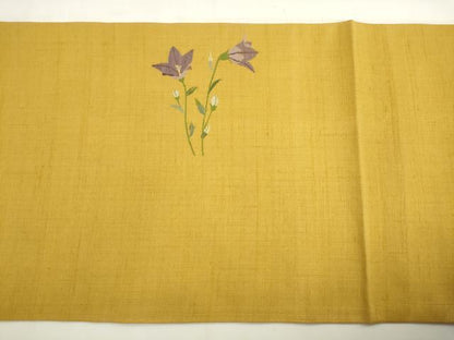 平和屋着物●太鼓柄袋帯　紬地　草花文　正絹　逸品　AABK6875pf