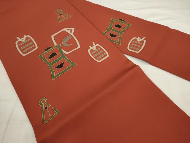 平和屋着物●塩瀬　九寸名古屋帯　抽象文様　金彩　正絹　逸品　AABK6877pf