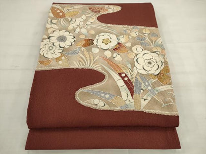 平和屋着物●九寸開き名古屋帯　辻が花　絞り　鬼しぼ縮緬　正絹　逸品　AABK6878pf