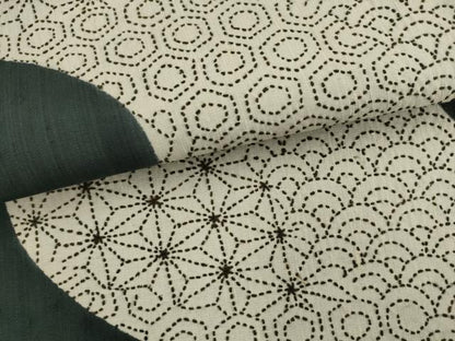 平和屋着物●六通柄袋帯　刺し子　総刺繍　紬地　流水吉祥文　正絹　逸品　AABK6880pf
