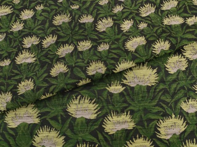 平和屋着物●太鼓柄袋帯　紬地　草花文　黒地　正絹　逸品　AABK6884pf