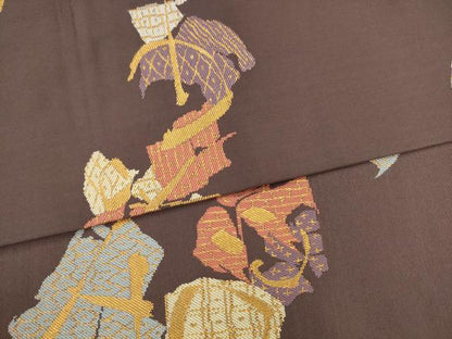平和屋着物●九寸名古屋帯　抽象文様　金糸　正絹　逸品　AABK6887pf