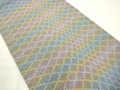 平和屋着物●太鼓柄袋帯　花織　菱文　正絹　逸品　AABK6890pf