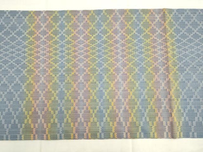 平和屋着物●太鼓柄袋帯　花織　菱文　正絹　逸品　AABK6890pf