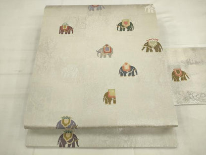 平和屋着物●九寸名古屋帯　作家物　象　金銀糸　正絹　逸品　AABK6894pf