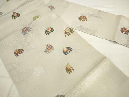 平和屋着物●九寸名古屋帯　作家物　象　金銀糸　正絹　逸品　AABK6894pf