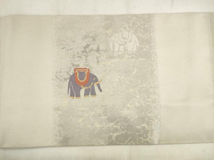 平和屋着物●九寸名古屋帯　作家物　象　金銀糸　正絹　逸品　AABK6894pf