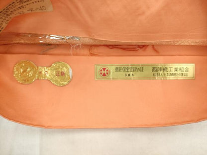 平和屋着物●西陣　とみや織物謹製　とみや帯　六通柄袋帯　唐織　末廣花車文　金銀糸　証紙付き　正絹　逸品　AABK6895pf