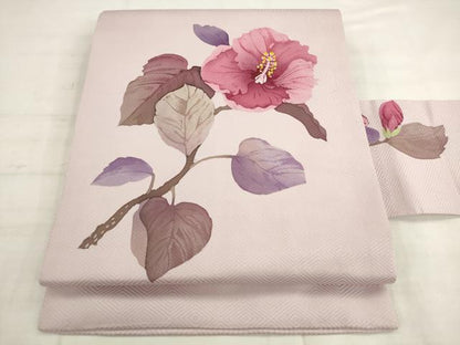 平和屋着物●九寸名古屋帯　草花文　ろうけつ染め　正絹　逸品　AABK6899pf