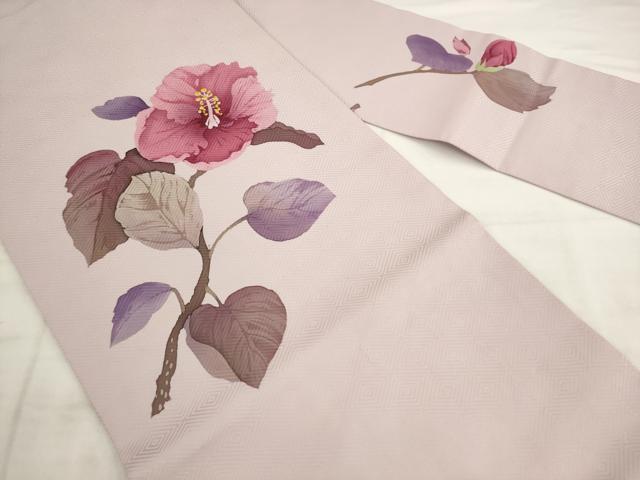 平和屋着物●九寸名古屋帯　草花文　ろうけつ染め　正絹　逸品　AABK6899pf